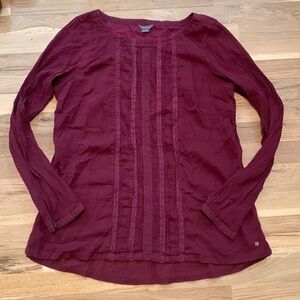 Eddie Bauer 100% Cotton Long Sleeve Crewneck Blouse Maroon Women’s TXL
